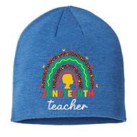 Juneteenth Teacher Leopard Rainbow African American Teacher Gift Sustainable Beanie