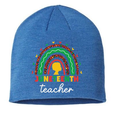 Juneteenth Teacher Leopard Rainbow African American Teacher Gift Sustainable Beanie