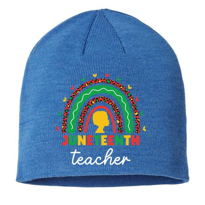 Juneteenth Teacher Leopard Rainbow African American Teacher Gift Sustainable Beanie