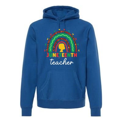 Juneteenth Teacher Leopard Rainbow African American Teacher Gift Premium Hoodie