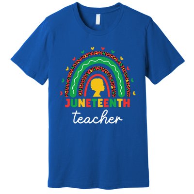 Juneteenth Teacher Leopard Rainbow African American Teacher Gift Premium T-Shirt