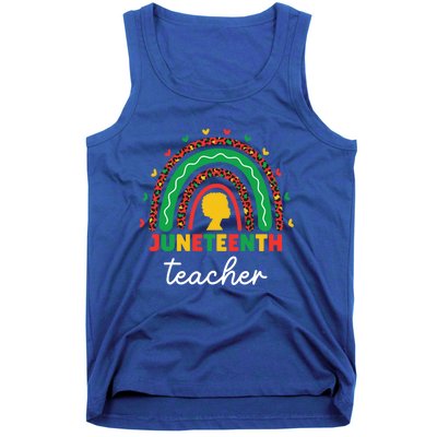 Juneteenth Teacher Leopard Rainbow African American Teacher Gift Tank Top