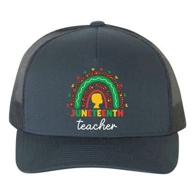 Juneteenth Teacher Leopard Rainbow African American Teacher Gift Yupoong Adult 5-Panel Trucker Hat