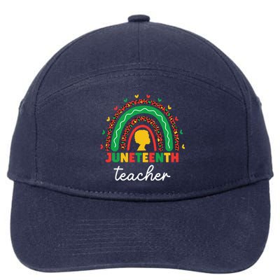 Juneteenth Teacher Leopard Rainbow African American Teacher Gift 7-Panel Snapback Hat