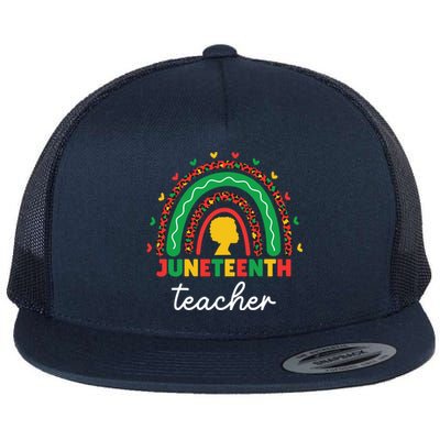 Juneteenth Teacher Leopard Rainbow African American Teacher Gift Flat Bill Trucker Hat