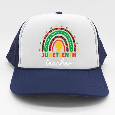 Juneteenth Teacher Leopard Rainbow African American Teacher Gift Trucker Hat