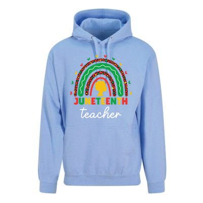 Juneteenth Teacher Leopard Rainbow African American Teacher Gift Unisex Surf Hoodie