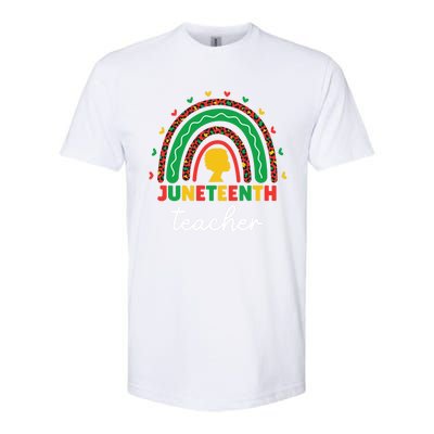 Juneteenth Teacher Leopard Rainbow African American Teacher Gift Softstyle CVC T-Shirt