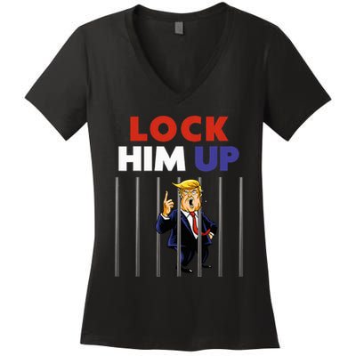 Jail Trump Lock Him Up Anti Trump Women's V-Neck T-Shirt