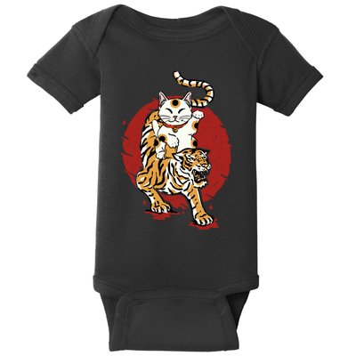 Japanese Tiger Maneki Neko Lucky Cat Japanese Traditional Baby Bodysuit