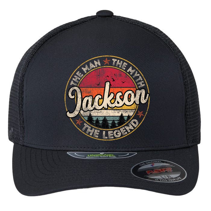 Jackson The Man The Myth The Legend Personalized Name Flexfit Unipanel Trucker Cap