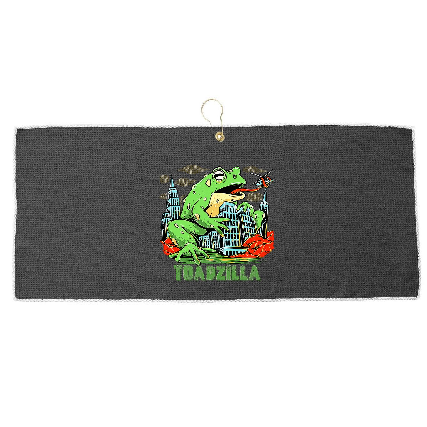 Japanese Toadzilla Monster Frog Attack Large Microfiber Waffle Golf Towel