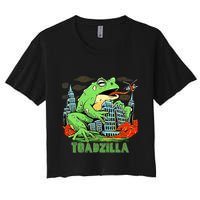 Japanese Toadzilla Monster Frog Attack Women's Crop Top Tee