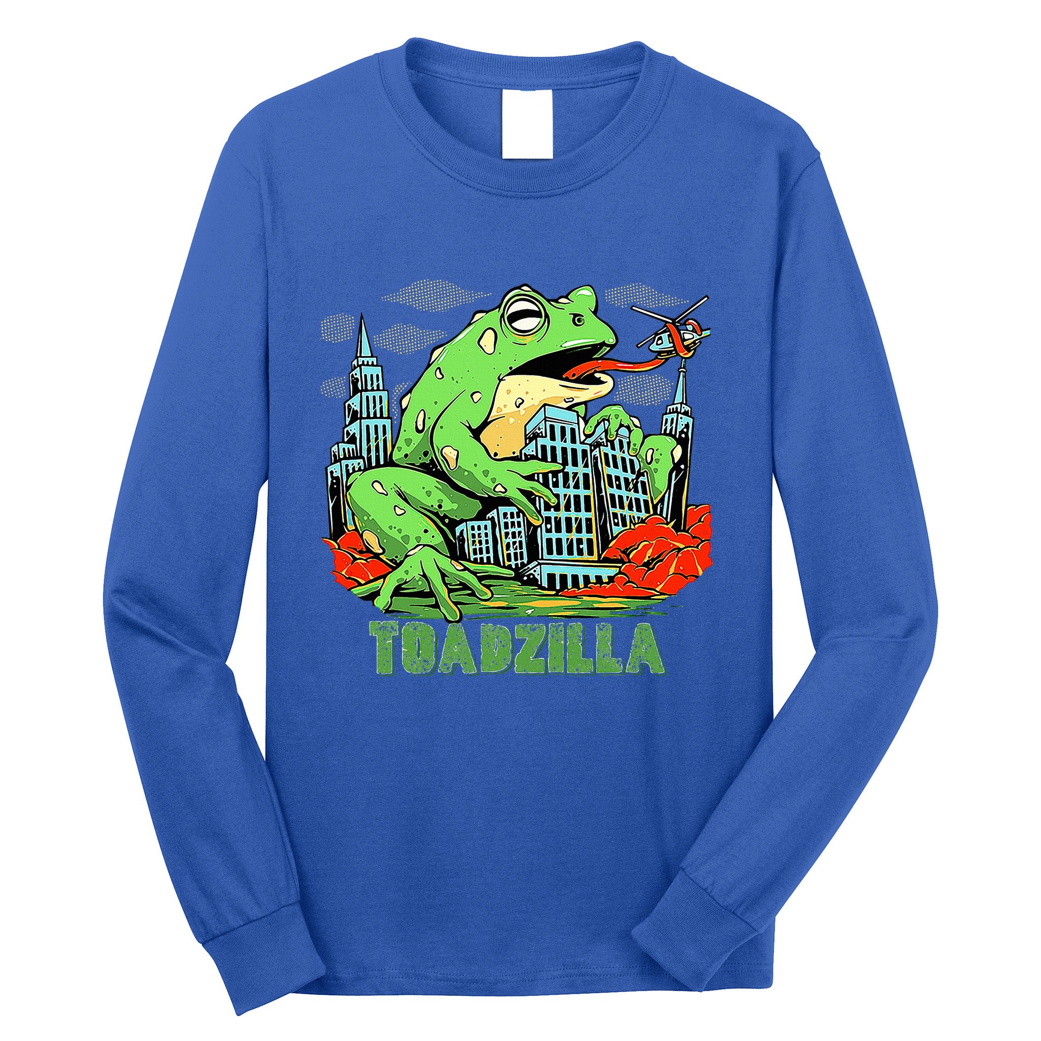 Japanese Toadzilla Monster Frog Attack Long Sleeve Shirt