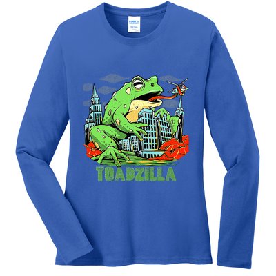 Japanese Toadzilla Monster Frog Attack Ladies Long Sleeve Shirt