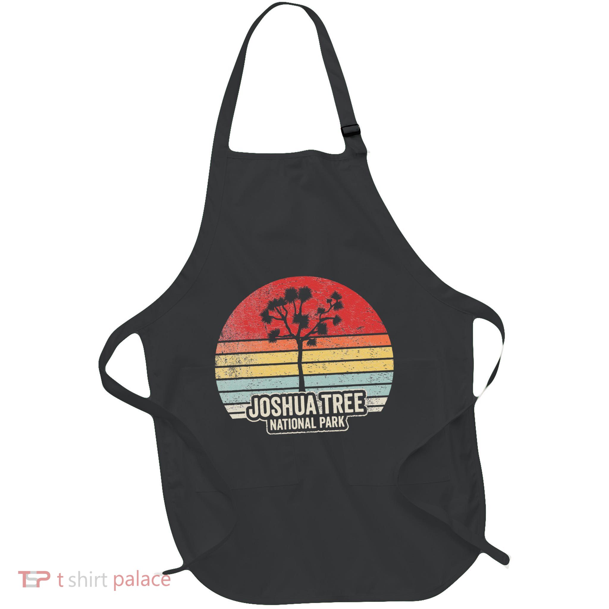 Joshua Tree National Park Retro Sunset Design Full-Length Apron With Pockets