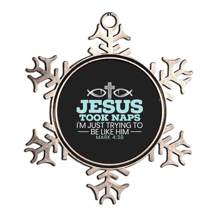 Jesus Took Naps Religious Pastor Bible Scripture Christian Metallic Star Ornament