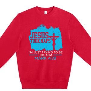 Jesus Took Naps Religious Pastor Bible Scripture Christian Premium Crewneck Sweatshirt