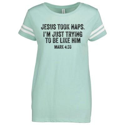 Jesus Took Naps Mark 438 Christian Funny Faith Enza Ladies Jersey Football T-Shirt