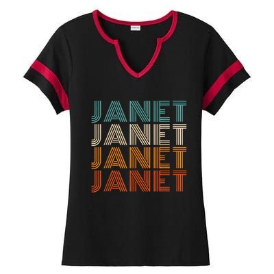 JANET Thing Name Gift Vintage Retro Ladies Halftime Notch Neck Tee