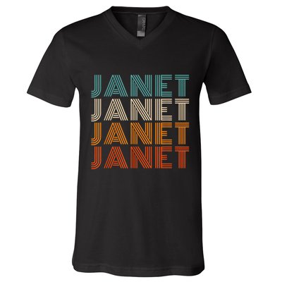 JANET Thing Name Gift Vintage Retro V-Neck T-Shirt