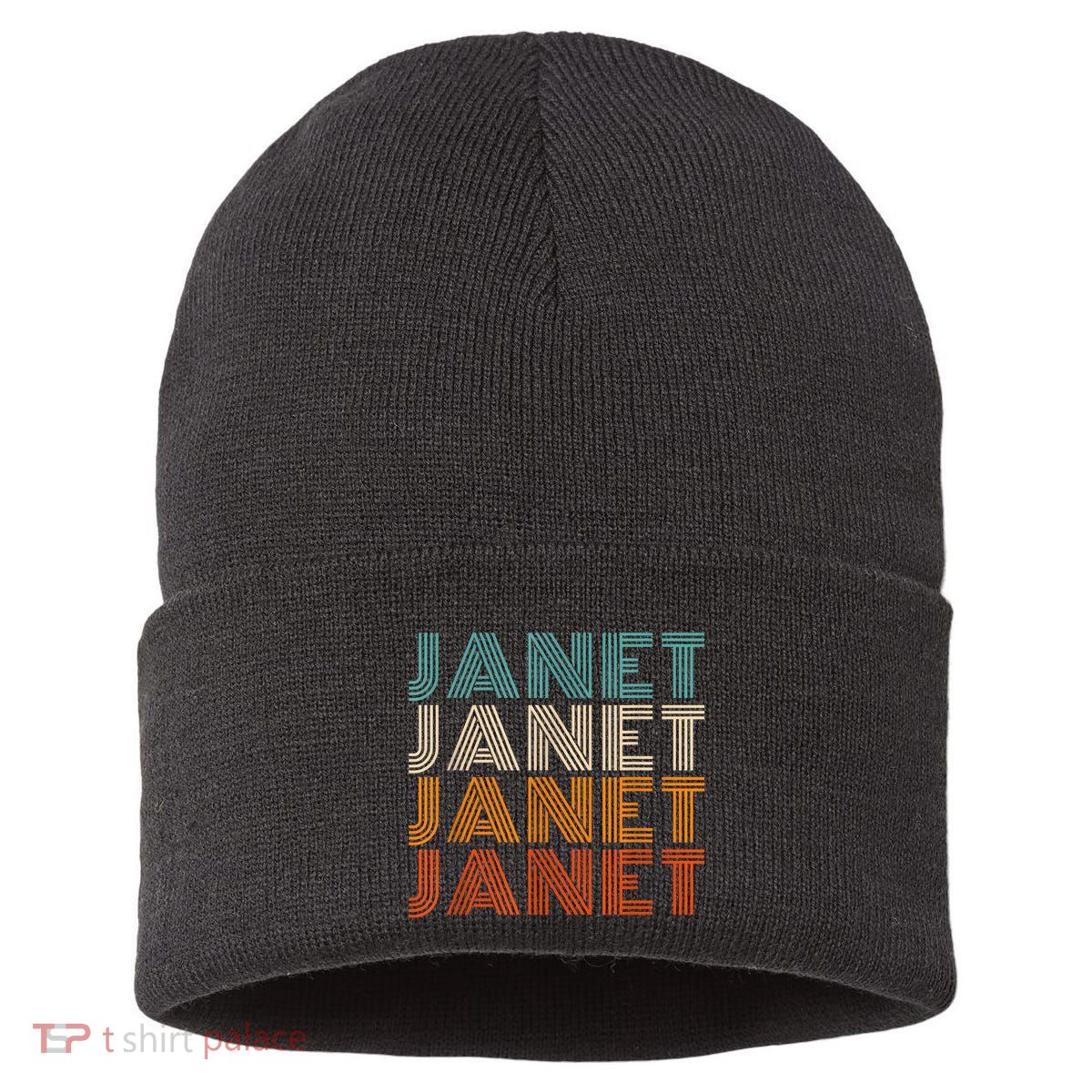 JANET Thing Name Gift Vintage Retro Sustainable Knit Beanie