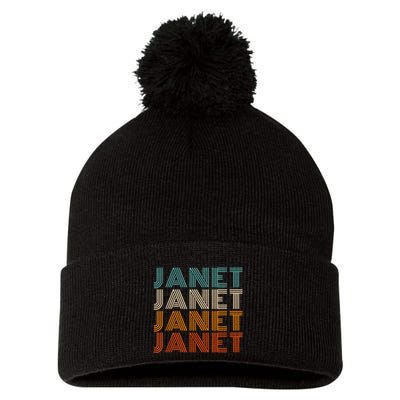 JANET Thing Name Gift Vintage Retro Pom Pom 12in Knit Beanie