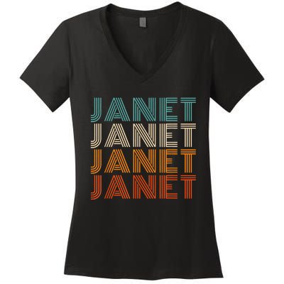 JANET Thing Name Gift Vintage Retro Women's V-Neck T-Shirt