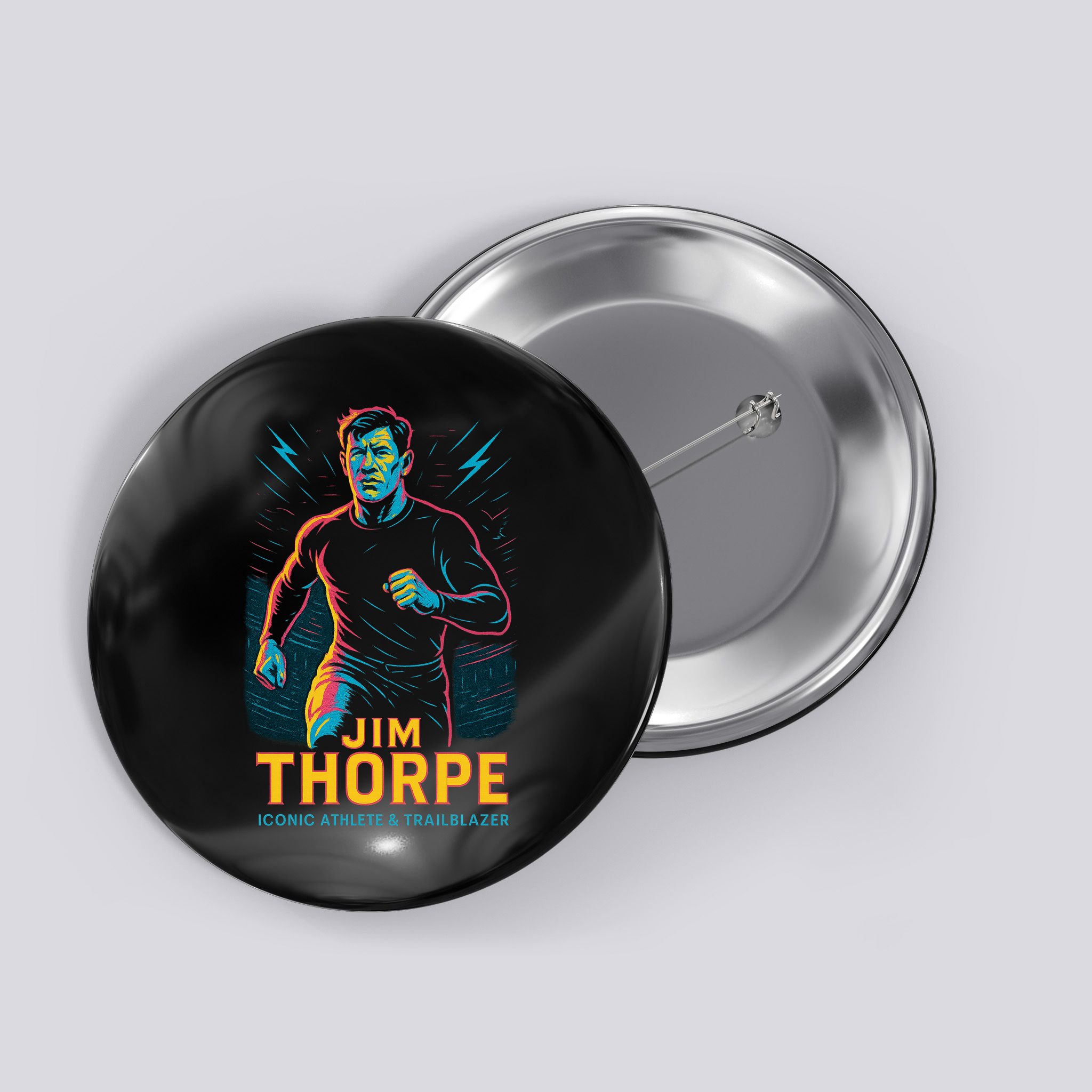 Jim Thorpe Neon Iconic Athlete Button