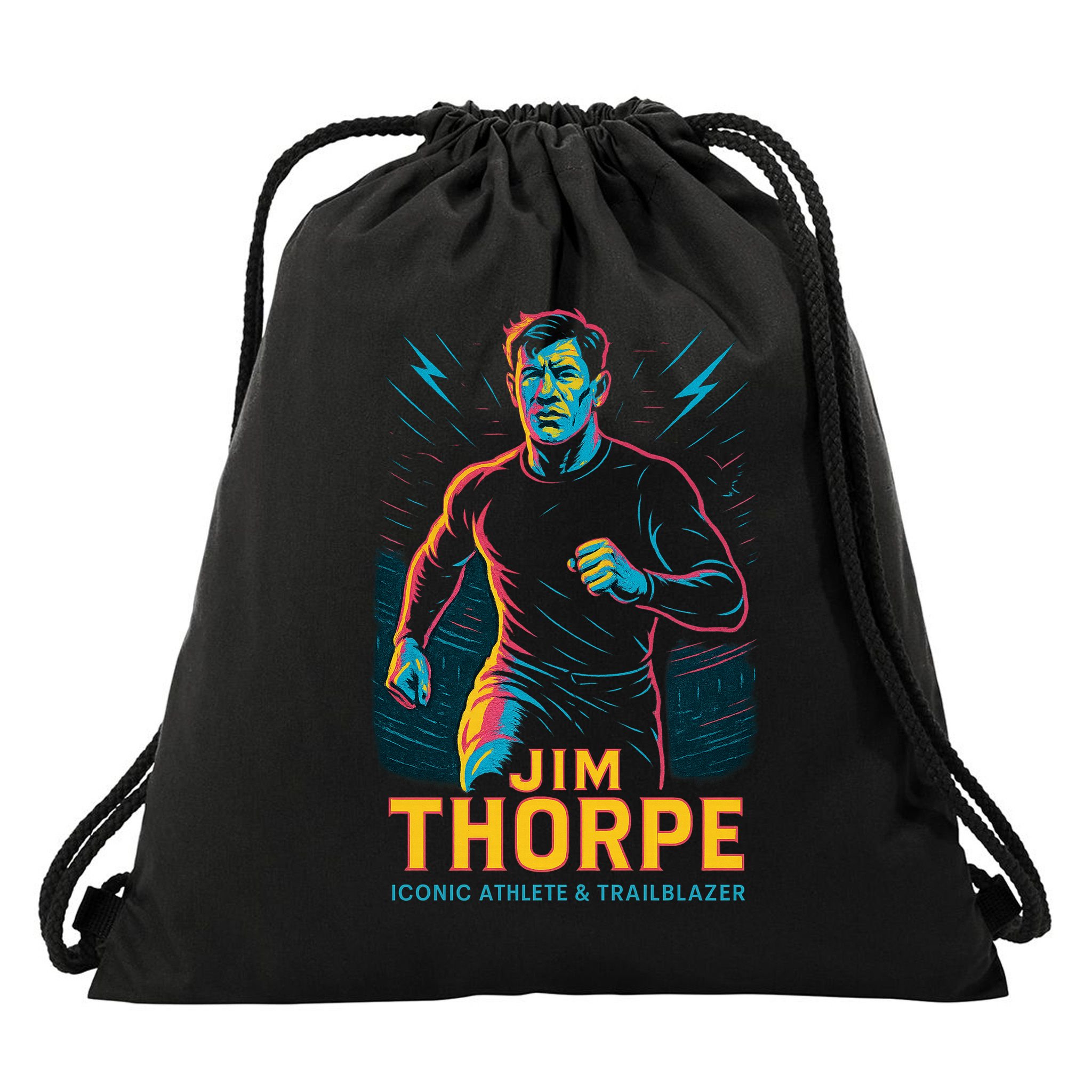 Jim Thorpe Neon Iconic Athlete Drawstring Bag