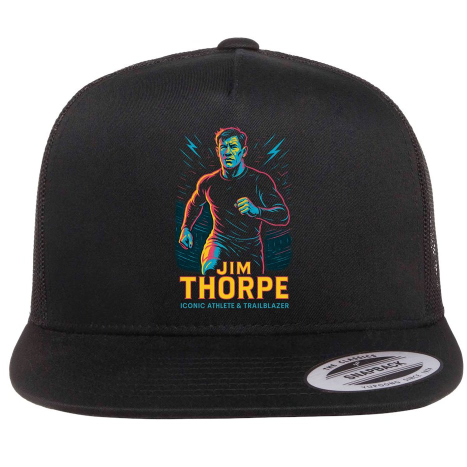 Jim Thorpe Neon Iconic Athlete Flat Bill Trucker Hat