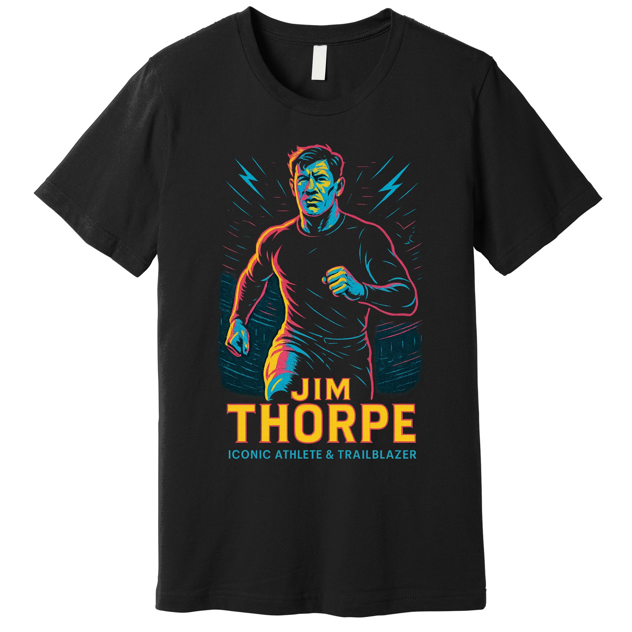 Jim Thorpe Neon Iconic Athlete Premium T-Shirt