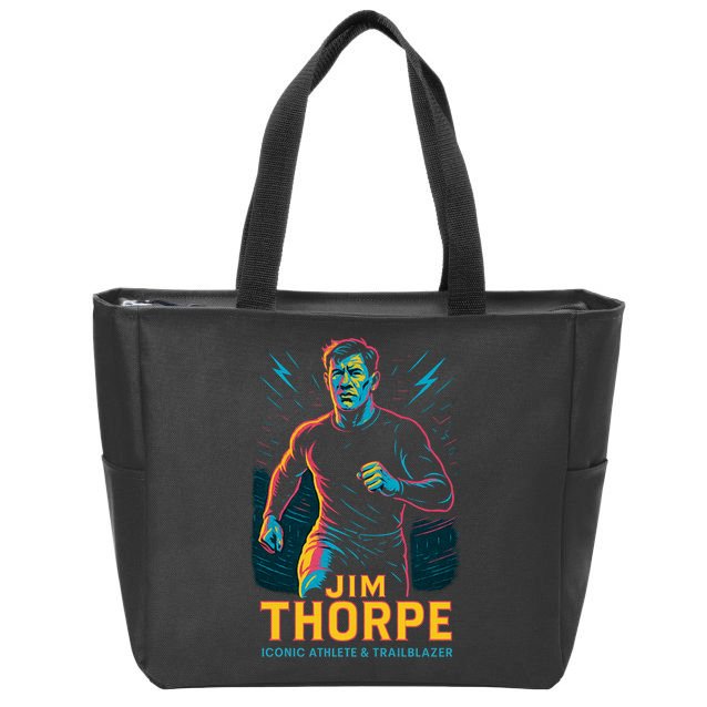 Jim Thorpe Neon Iconic Athlete Zip Tote Bag