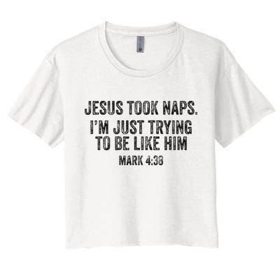 Jesus Took Naps Mark 438 Christian Funny Faith Crop Top
