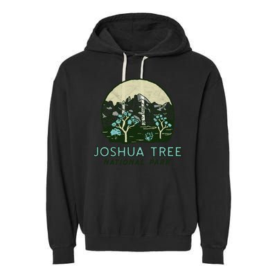 Joshua Tree National Park Vintage Mountains And Trees Sketch Gift Garment-Dyed Fleece Hoodie