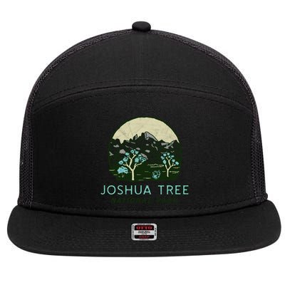 Joshua Tree National Park Vintage Mountains And Trees Sketch Gift 7 Panel Mesh Trucker Snapback Hat
