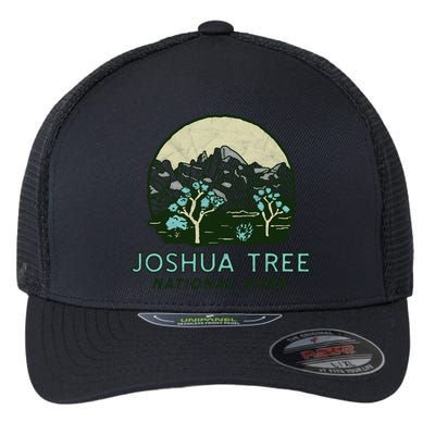 Joshua Tree National Park Vintage Mountains And Trees Sketch Gift Flexfit Unipanel Trucker Cap