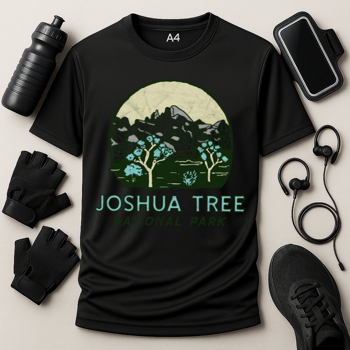 Joshua Tree National Park Vintage Mountains And Trees Sketch Gift Performance Shirt