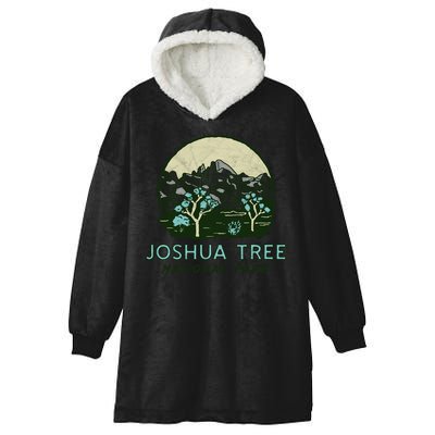 Joshua Tree National Park Vintage Mountains And Trees Sketch Gift Hooded Wearable Blanket