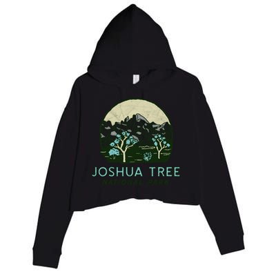 Joshua Tree National Park Vintage Mountains And Trees Sketch Gift Crop Fleece Hoodie