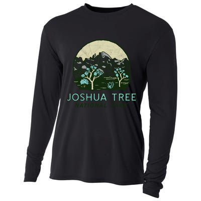 Joshua Tree National Park Vintage Mountains And Trees Sketch Gift Cooling Performance Long Sleeve Crew