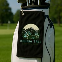 Joshua Tree National Park Vintage Mountains And Trees Sketch Gift Golf Towel