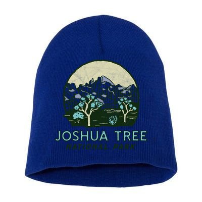 Joshua Tree National Park Vintage Mountains And Trees Sketch Gift Short Acrylic Beanie