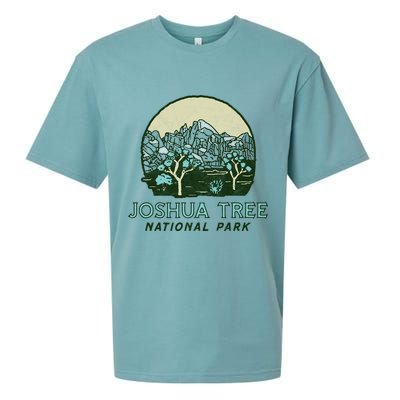 Joshua Tree National Park Vintage Mountains And Trees Sketch Gift Sueded Cloud Jersey T-Shirt