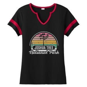 Joshua Tree National Park Retro Sunset Design Ladies Halftime Notch Neck Tee