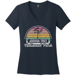 Joshua Tree National Park Retro Sunset Design Women's V-Neck T-Shirt