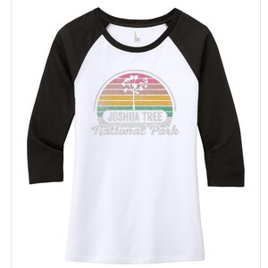 Joshua Tree National Park Retro Sunset Design Women's Tri-Blend 3/4-Sleeve Raglan Shirt