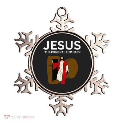 Jesus The Original Life Hack Funny Christian Easter Metallic Star Ornament