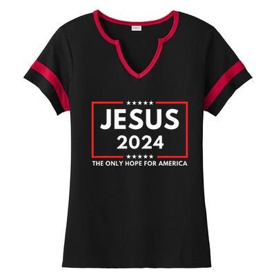 Jesus The Only Hope For America 2024 Ladies Halftime Notch Neck Tee