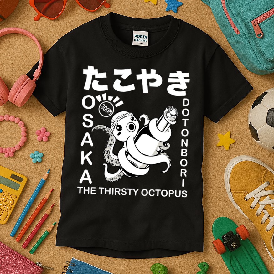 Japanese Takoyaki Osaka Food Hiragana Street Foodie Japan Kids T-Shirt